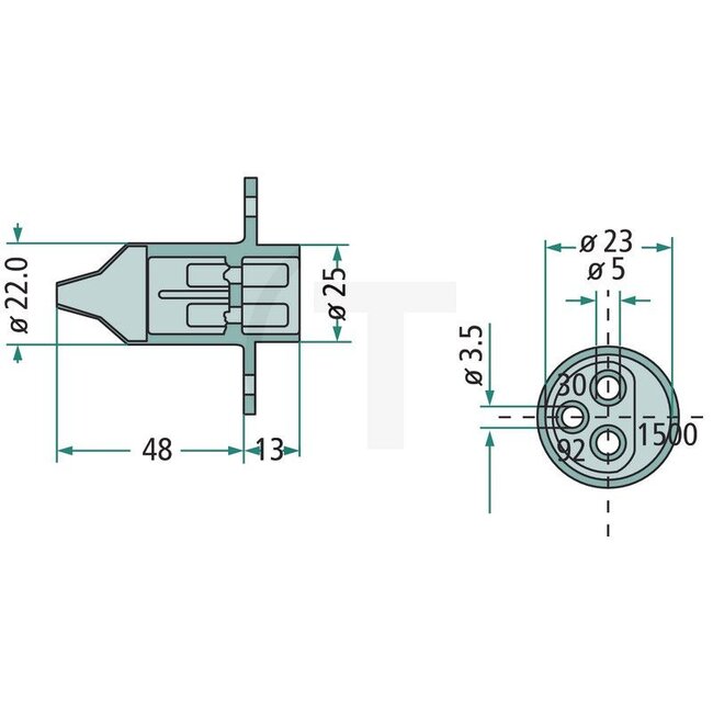 Cobo Steckdose 3-polig - 22725036100, 8JB001933-011, 1028165, 180307, 8JB 001 933-011, 5170243 | Ausführung: 2-Loch Befestigung 12/24 V, 2 x 25 Ampere, 1x 5 Ampere passend für Stecker 22725036200 | Anzahl Pole: 3-polig