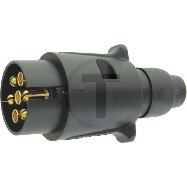 HELLA Stekker 7-polig - 4558JA 001930003, 8JA001930003 | Uitvoering: Stekkeruitvoering: schroefcontact, kunststof, zwart, met rubberen tule / met trekontlasting, 12 volt, belastbaarheid bij 12 volt: 16 A, 7-polig, SVHC: 7439-92-1; lead | Kleur: zwart | Aansluit