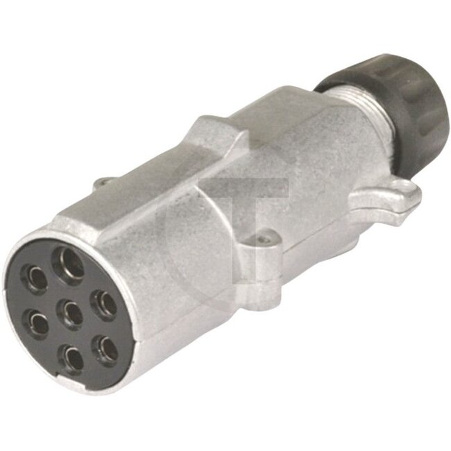 GRANIT Stecker Typ N, ISO 1185, Hülse - 50751305586 | Ausführung: 7-polig | Anschluss: Flachsteckanschluss | Belastbarkeit 24 V: 16 A (1,5 mm2) A | Stromstärke: 16 A | Nennspannung: 24 V | Gehäusematerial: Aluminium | Anzahl Pole: 7 | Zusatzinformationen: mit Zu