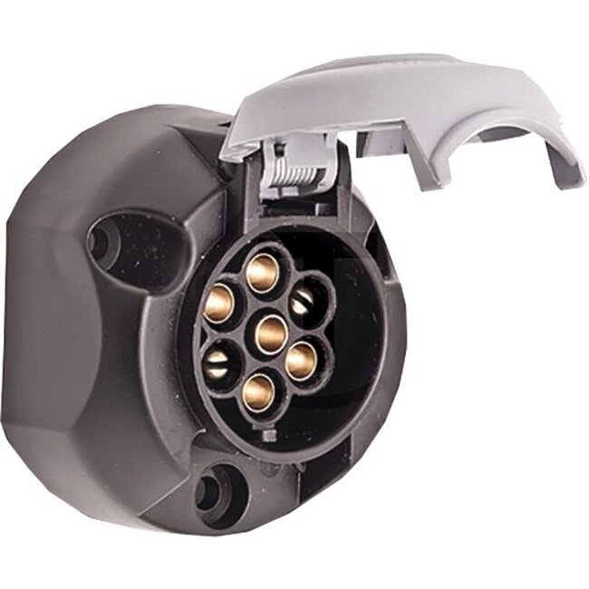 HELLA Socket 7-pin, 12 V, 16 A, plastic, DIN/ISO 3732 | 8JB001943041