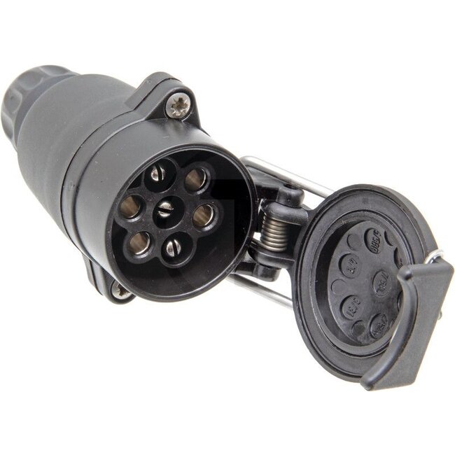 HELLA Socket 7-pin - 4558JB 001939001, 8JB001939001 | Colour: Black | Connection: Screw contact | Power rating max. 12 V: 16 | Nominal voltage: 12 V | Number of pins: 7 | Additional information: • With strain relief | DIN/ISO: ISO 1724