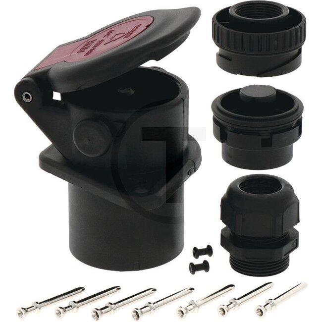 ERICH JAEGER Socket 7-pin - 5070010080 | Colour: Black | Nominal voltage: 24 V | Housing material: Plastic | Number of pins: 7 | DIN/ISO: 7638-1