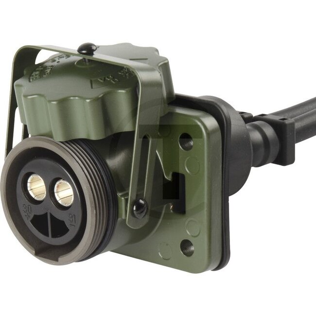 GRANIT Socket - 50751305238 | Colour: bronze green | Connection: vormontiert | Protection class: IPX7 | Nominal voltage: 24 V | Housing material: Metall | Cable length: 2000 mm | Number of pins: 2 | Additional information: - with seals  | - with connecting cable