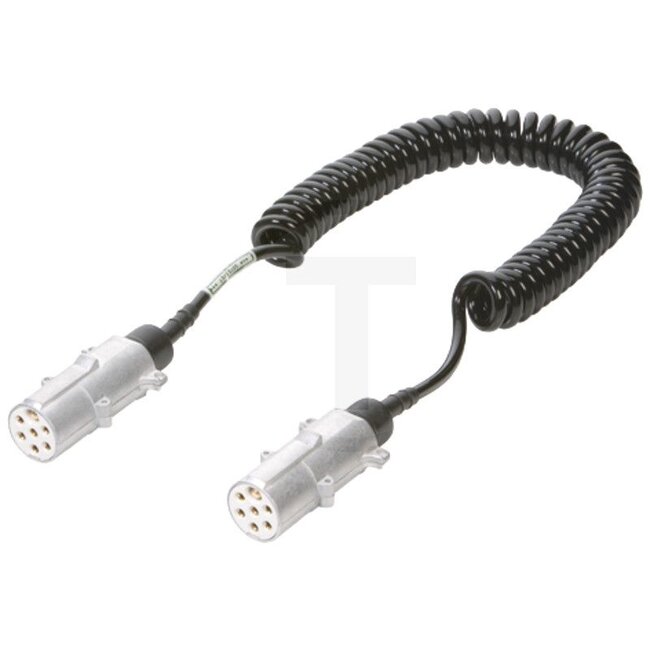 GRANIT Spiral cable - 50751276511 | Version: 7-pin, 24 V (6 x 1 / 1 x 1.5 mm²), material: Hytrel metal, inner Ø: 22 mm | Colour: Silver | Outer Ø: 36 mm | Cross section: 6 x 1,0 + 1 x 1,5 mm² | Max. extended length: 4,5 m | Voltage: 24 V | Housing material: Meta