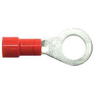 HELLA Ring connectors - 100 pcs - Version: Partially insulated, Colour: red, Eyelet hole Ø: 4,3 (M4) mm