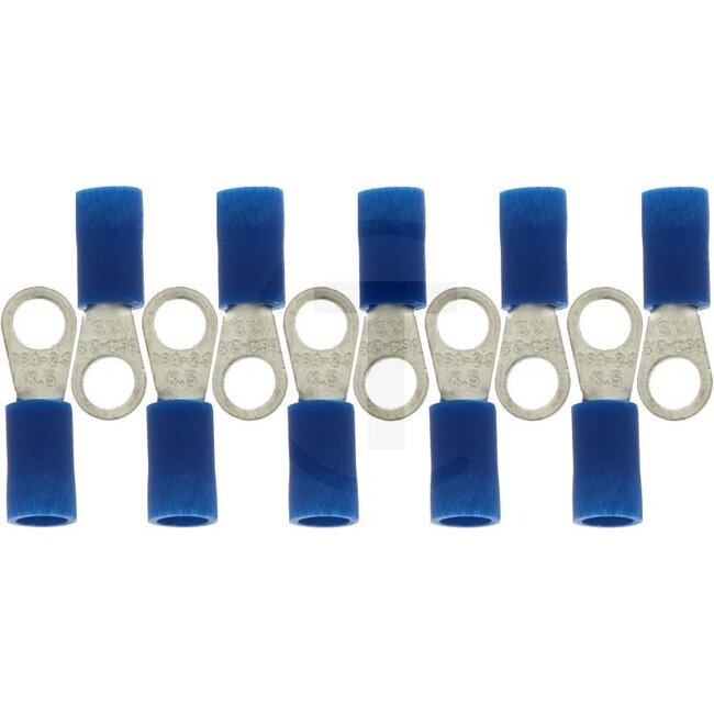 GRANIT Ring connectors blister pack, 10 pcs - 50750252121/66SB | Version: Partially insulated | Colour: Blue | Eyelet hole Ø: 4,3 (M4) mm | Cross section: 1,5 - 2,5 mm² | DIN/ISO: 46237 | Material: Copper / PA (polyamide)