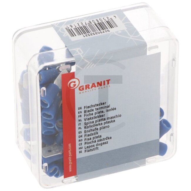 GRANIT Blade terminals DIN 46245 1,5 - 2,5 mm², 6,3 x 0,8 mm blue - 100 pieces | 47063