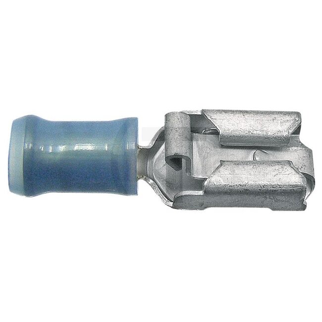 GRANIT blade terminal bush, 100 pcs - 50750252523 | Cross section: 1,5 - 2,5 mm² | Version: • Part insulated  | • With snap-in lug | Plug width: 6,3 x 0,8 mm | Colour: Blue | Description: "6.3 x 0.8, blue, for cables 1.5 - 2.5 mm²" | Material: Brass / nylon | Su