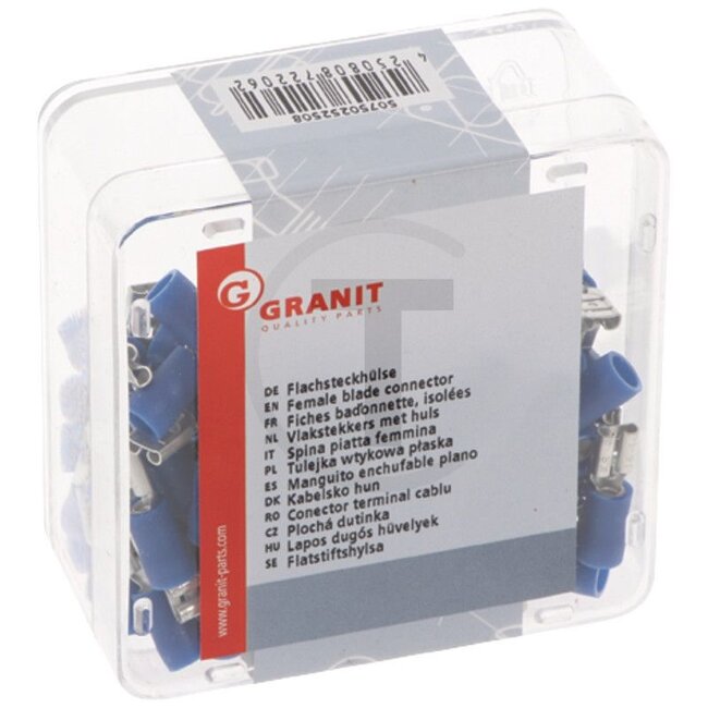 GRANIT Blade receptacles 4,8 x 0,5 mm, 1,5 - 2,5 mm², blue - 100 pieces | 47047