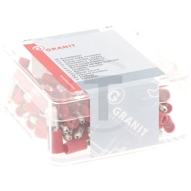 GRANIT Circular connectors red, Ø 4 mm, for cable 0,5 - 1 mm², 100 pcs - 50750252532, 47034 | Version: Red, Ø 4 mm, for cable 0.5 - 1 mm²
