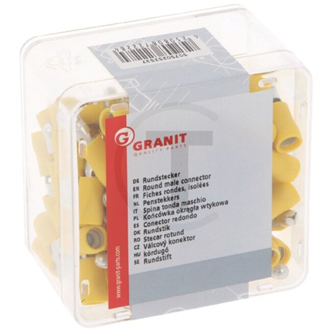 Rundsteckverbinder gelb Ø 5 mm, Kabel 4,0 - 6,0 mm² - 100 Stück | 47036