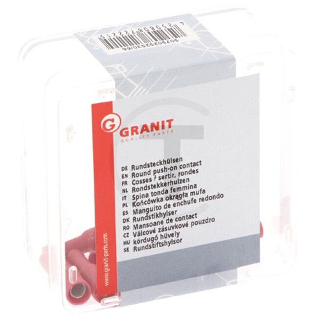 GRANIT Circular sockets red Ø 4 mm, cable 0,5 - 1 mm² - blister 10 pieces