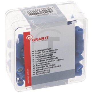 GRANIT Rondstekkerhulzen blauw, Ø: 5 mm, voor kabels van 1,5 - 2,5 mm² - 50 stuks