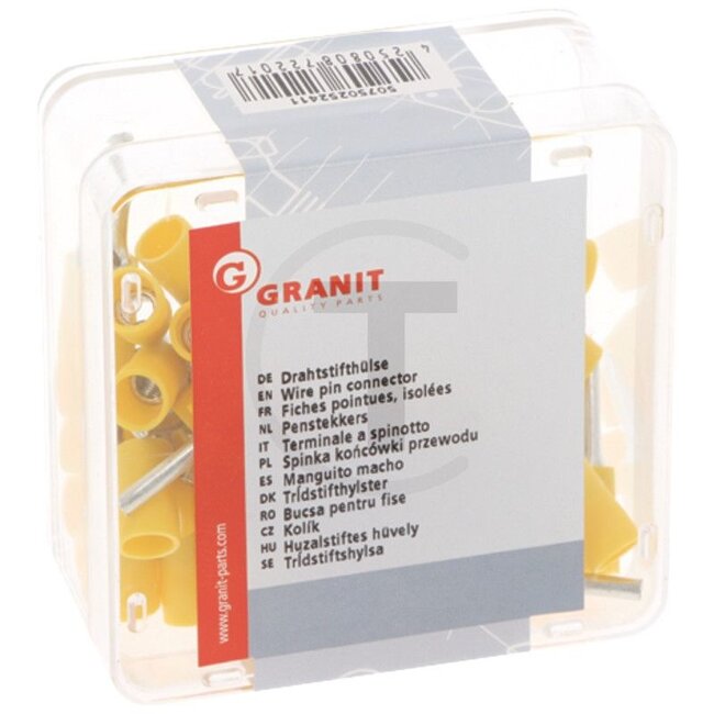 GRANIT Penstekkers, 50 stuks - 5075025241147067 | Uitvoering: geel, voor kabels van 2,5 - 6,0 mm²