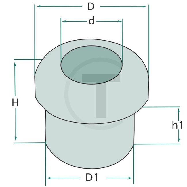 GRANIT Gummitülle, 50 Stück - 50750280111 | d: 10 mm | D1: 14 mm | D: 18 mm | H: 15 mm | h1: 10 mm | Farbe: schwarz | Material: NBR (Nitril-Butadien-Kautschuk) | Zusatzinformationen: • einseitig <br>• offen