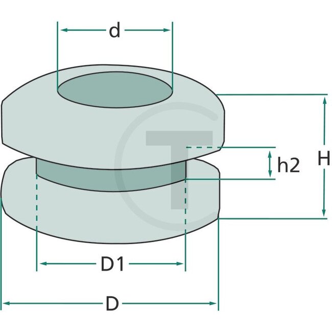 GRANIT Doorvoerrubers, 50 stuks - 50750280209 | d: 8 mm | D1: 10 mm | D: 14 mm | H: 5,5 mm | h2: 1,5 mm | Kleur: zwart | Materiaal: PVC | Extra informatie: • Dubbelzijdig  | • Open
