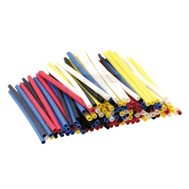 GRANIT Heat shrink tubing, 125 pcs - 50751273010 | Shrinking range Ø: 1,2 - 0,6 mm | Length: 40 mm | Colour: Black  | Yellow  | White  | Red  | Blue | Quantity: 125 | Shrink rate: 2 : 1 | Temperature range: -55 to +125 °C