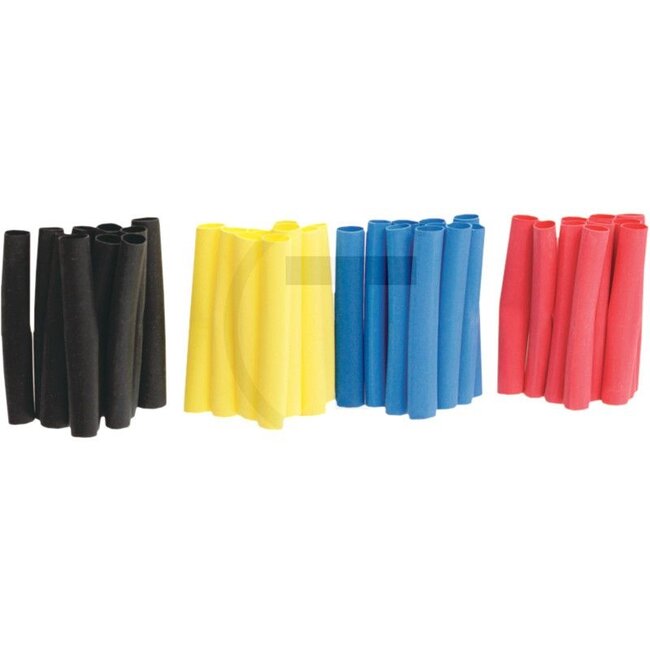 GRANIT Schrumpfschlauch, 40 Stück - 50751273014 | Schrumpfbereich-Ø: 4,8 - 2,4 mm | Länge: 40 mm | Farbe: schwarz <br>gelb <br>rot <br>blau | Menge: 40 | Schrumpfrate: 2 : 1 | Temperaturbereich: -55 bis +125 °C