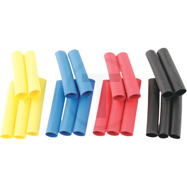 GRANIT Heat shrink tubing, 20 pcs - 50751273015 | Shrinking range Ø: 6,4 - 3,2 mm | Length: 40 mm | Colour: Black  | Yellow  | Red  | Blue | Quantity: 20 | Shrink rate: 2 : 1 | Temperature range: -55 to +125 °C
