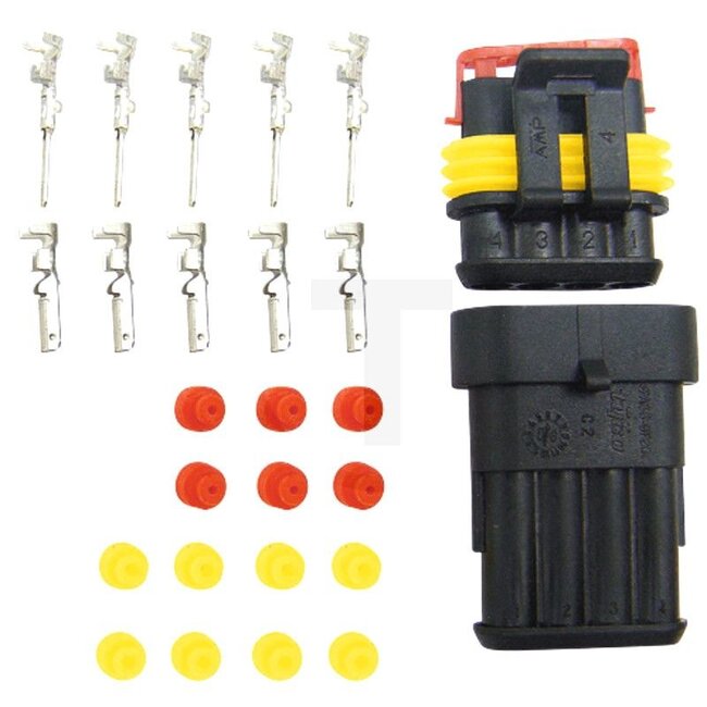 HELLA Steckverbinder-Set 4-polig, 1,0 - 1,5 mm², IP67 - 8KW744808801