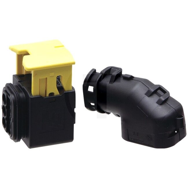 GRANIT Plug housing set AMP Tyco - 5070010028 | Version: • Connector type: blade terminal bush | Included in delivery: • 1x plug housing for blade terminal bushes  | • 1x cap, cable gland (angled)  | • 5x blade terminal bush, cross section 1 - 1.5 mm²  | • 4x se