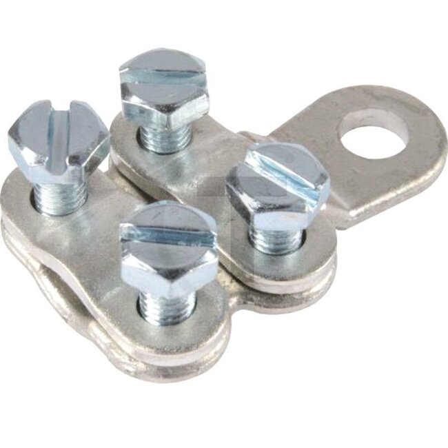 GRANIT Clamp terminal With steel cover | 16 - 50 mm - 50750250916 | Hole: 8,5 mm | Cross section: 16 - 50 mm² | Hole Ø: 8.5 mm | Width: 33,5 mm | Thread: 4x M6 | Length: 56,0 mm | Material: Brass (CW617N), tin-plated | Version: • With screw connection (M6 x 15)