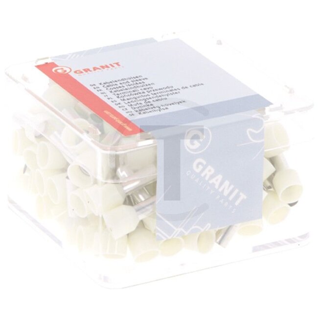 GRANIT Cable end sleeves Insulated, 100 pcs - 50750252177 | Colour: Ivory white | Cross section: 10 mm² | Length 1: 21 mm | Length 2: 12 mm | Diameter 1: 4,5 mm | Diameter 2: 7,6 mm