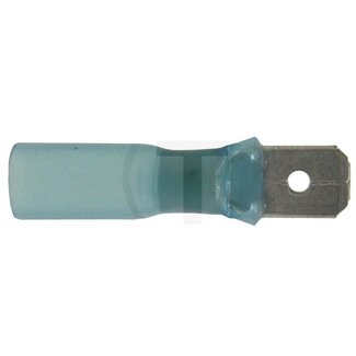 GRANIT Vlakstekkers met krimpkous - 25 stuks - Doorsnede: 1,5 - 2,5 mm², Isolatiekleur: blauw