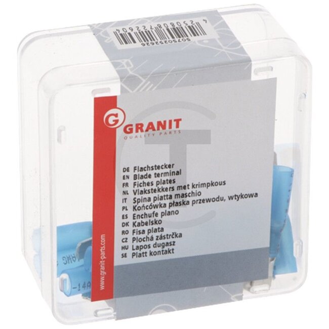 GRANIT Flat plug, 25 pcs - 50750252626 | Cross section: 1,5 - 2,5 mm² | Insulation colour: Blue | Plug width: 6,3 mm