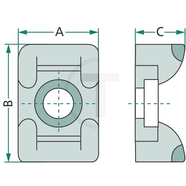 GRANIT Sockel für Kabelbinder, 50 Stück - 5075026571330696 | für Kabelbandbreiten: -> 8 mm | A: 25 mm | B: 14,5 mm | C: 12 mm | Bohrung-Ø: 6 mm | Höhe: 12 mm | Länge: 25 mm | Material: Polyamid 6.6 | Steckbreite: 8 mm | Ausführung: • mit Schraubanschluss | Pr