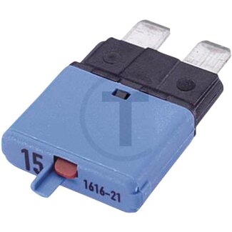 HELLA Circuit breaker, standard 32 V max. / 15 A - Blue - Can be reset - Type: Standard, Voltage: 32 V