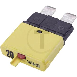 HELLA Circuit breaker, standard 32 V max. / 20 A - Yellow - Can be reset - Type: Standard, Voltage: 32 V