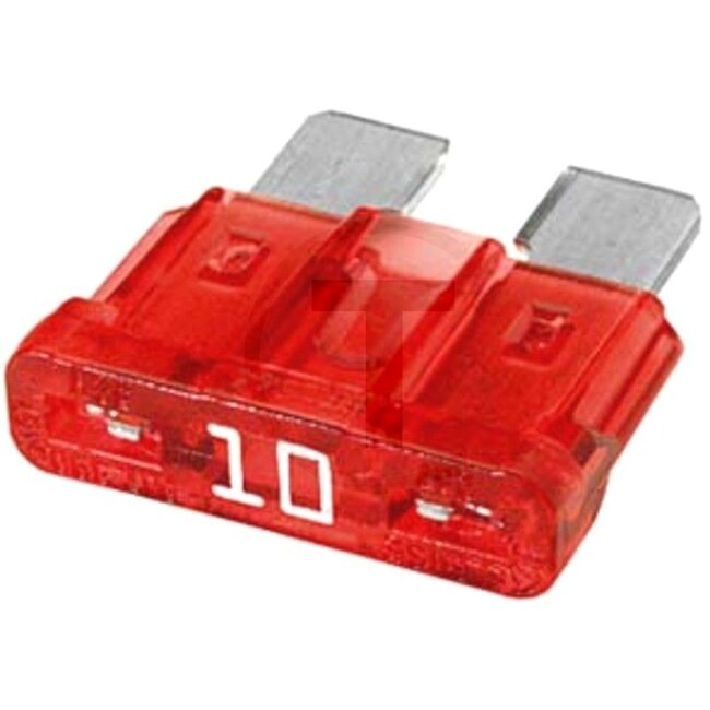 HELLA Flat fuse, standard 32 V max. / 10 A | red | VPE 50, 50 pcs - 4558JS 711686002, 8JS711686002 | Type: Standard | Voltage: 32 V | Nominal current: 10 A | Colour: Red | Width: 19 mm | Height: 17,3 mm | Depth: 5 mm | Contents: 50x 10A