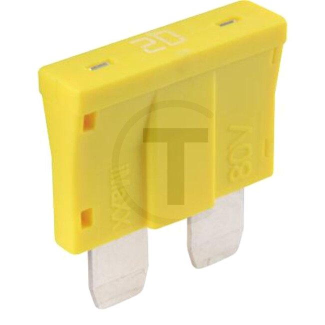 GRANIT Blade fuse, Standard 80 V max. / 20 A | Yellow | Pack of 1 - 50750295855
