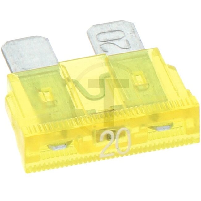 GRANIT Blade fuses, standard, with warning indi 32 V max. / 20 A | yellow | VPE 10, 10 pcs - 5070010086 | Type: Standard | Voltage: 32 V | Nominal current: 20 A | Colour: Yellow | Width: 19,1 mm | Height: 18,8 mm | Depth: 5 mm | DIN/ISO: SAE J1284 | Contents: 10