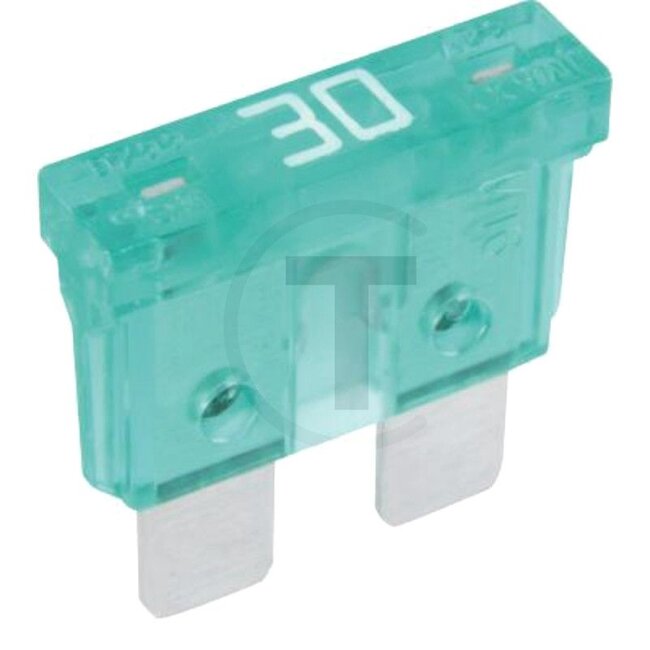 GRANIT Flachstecksicherung, Standard 32 V max. / 30 A | grün | VPE 1 - 50750295430066, 161640-300, 7916040011, 26905130 | Bauart: Standard | Spannung: 32 V | Nennstrom: 30 A | Farbe: grün | Breite: 19,05 mm | Höhe: 18,54 mm | Tiefe: 5 mm | Inhalt: 1x 30A