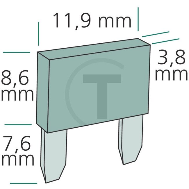 GRANIT Flat plug-in fuses, Mini 32 V max. / 2 A | grey | VPE 10, 10 pcs - 50750295572 | Type: Mini | Voltage: 32 V | Nominal current: 2 A | Colour: Grey | Width: 10,9 mm | Height: 16,3 mm | Contents: 10x 2A | Depth: 3,8 mm | DIN/ISO: 72581/3F