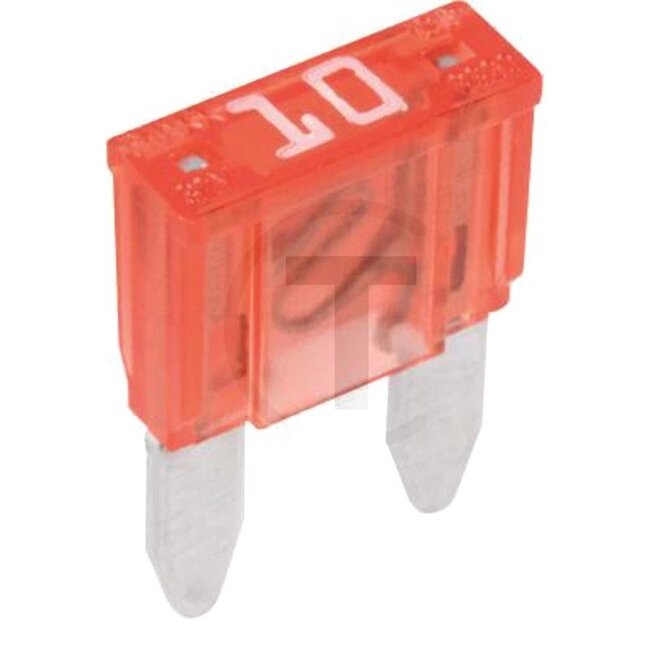 GRANIT Flachstecksicherung, Mini 32 V max. / 10 A | rot | VPE 1 - 50750295577066 | Bauart: Mini | Spannung: 32 V | Nennstrom: 10 A | Farbe: rot | Breite: 10,9 mm | Höhe: 16,3 mm | Inhalt: 1x 10A | Material: versilbert | Tiefe: 3,8 mm