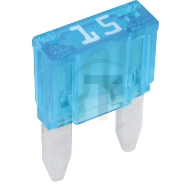 GRANIT Flachstecksicherung, Mini 32 V max. / 15 A | blau | VPE 1 - 50750295578066 | Bauart: Mini | Spannung: 32 V | Nennstrom: 15 A | Farbe: blau | Breite: 10,9 mm | Höhe: 16,3 mm | Tiefe: 3,8 mm | Inhalt: 5x 15A | Material: versilbert