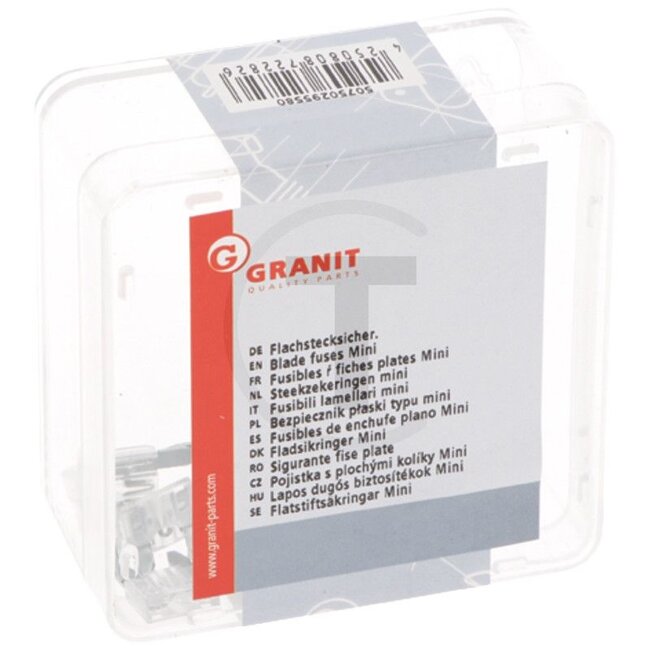 GRANIT Flat plug-in fuses, Mini 32 V max. / 25 A | white | VPE 10, 10 pcs - 50750295580, 20300021 | Type: Mini | Voltage: 32 V | Nominal current: 25 A | Colour: White | Contents: 10x 25A