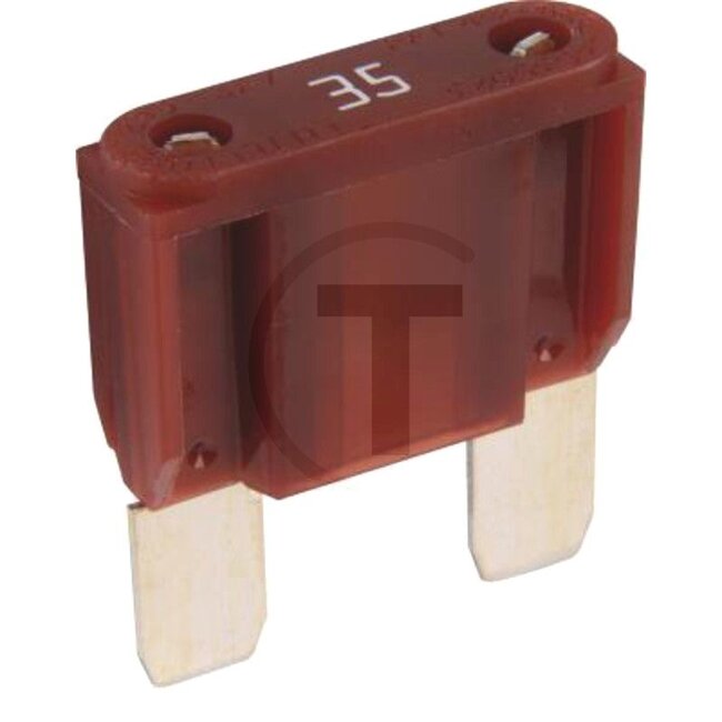 GRANIT Flachstecksicherung, Maxi 32 V max. / 35 A | dunkelbraun | VPE 1 - 50750295551066 | Bauart: Maxi | Spannung: 32 V | Nennstrom: 35 A | Farbe: dunkelbraun | Breite: 29,7 mm | Höhe: 33,9 mm | Inhalt: 1x 35A | Tiefe: 9,1 mm