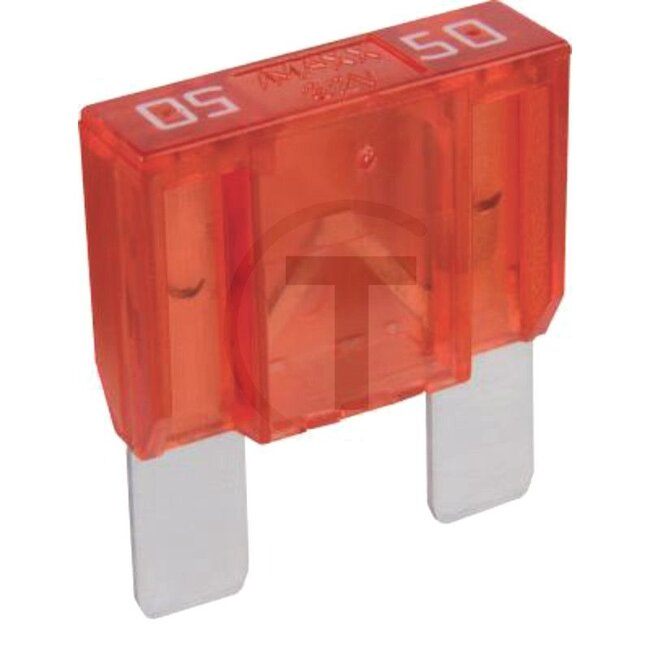 GRANIT Blade fuse, Maxi 32 V max. / 50 A | Red | Pack of 1 - 50750295545066 | Type: Maxi | Voltage: 32 V | Nominal current: 50 A | Colour: Red | Width: 29,7 mm | Height: 33,9 mm | Depth: 9,1 mm | Contents: 1x 50A