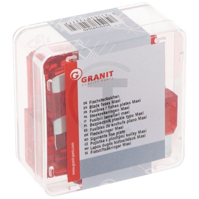 GRANIT Flat plug-in fuses, Maxi 32 V max. / 50 A - red - 10 pcs - Type: Maxi, Voltage: 32 V