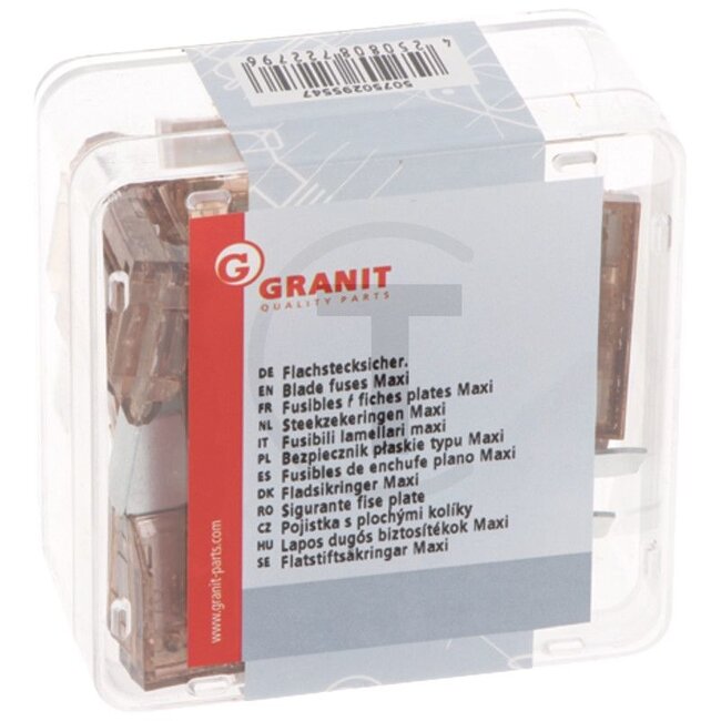 GRANIT Flat plug-in fuses, Maxi 32 V max. / 70 A | brown | VPE 10, 10 pcs - 50750295547 | Type: Maxi | Voltage: 32 V | Nominal current: 70 A | Colour: light brown | Contents: 10x 70A | DIN/ISO: 72581/3E, SAEJ1888