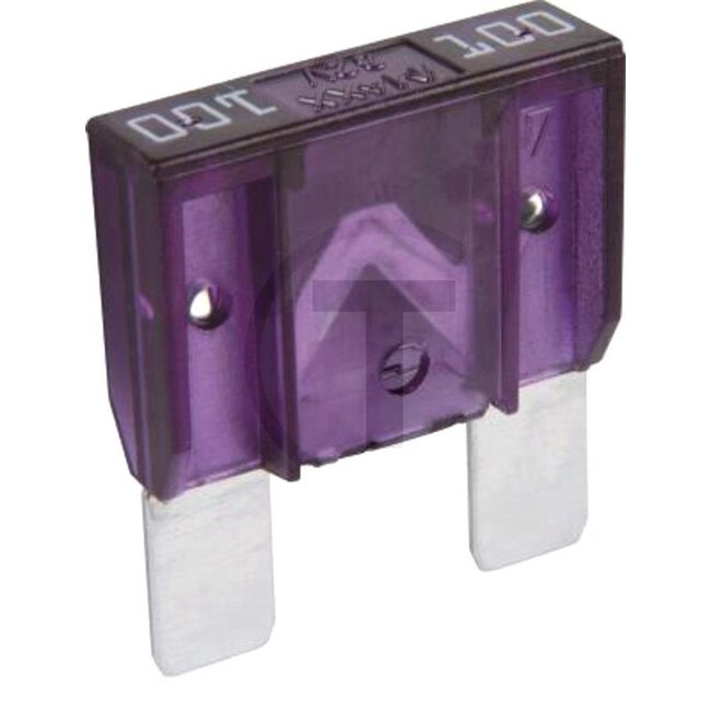GRANIT Flachstecksicherung, Maxi 32 V max. / 100 A | violett | VPE 1 - 50750295550066 | Bauart: Maxi | Spannung: 32 V | Nennstrom: 100 A | Farbe: violett | Breite: 29,7 mm | Höhe: 33,9 mm | Tiefe: 9,1 mm | Inhalt: 1x 100A
