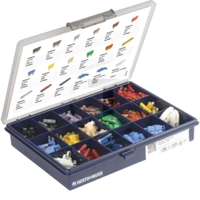 GRANIT Fuse assortment ATO, torpedo - 50754295011 | Contents: 354 pcs.:, ATO blade fuses: 10x 1A, 10x 2A, 25x 3A, 25x 5A, 25x 7A, 25x 10A, 25x 15A, 25x 20A, 25x 25A, 25x 30A, 25x 40A, Torpedo fuses: 25x 5A, 25x 8A, 25x 16A, 25x 25A, 6x fuse holder for ATO blade