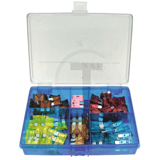 GRANIT Blade fuses, standard 12 V max. / 3 - 20 A | 75 unit range - 50710620, 10620 | Type: Standard | Contents: 75 units:, 5x 3A, 10x 5A, 15x 7.5A, 15x 10A, 15x 15A, 15x 20A | Colour: Various | Nominal current: 3 / 5 / 7.5 / 10 / 15 / 20 A | Voltage: 12 V | Men
