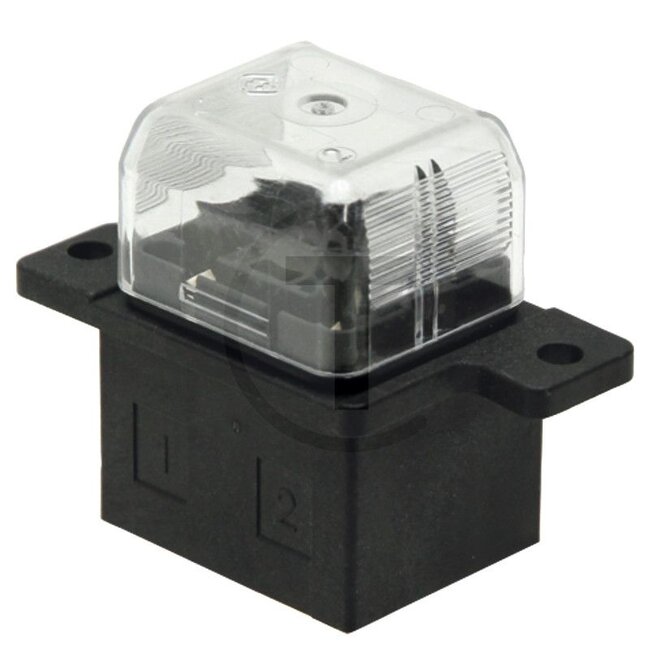 GRANIT Fuse box 2-pin - 50700038 | Version: 2-pole; for 2 standard flat-pin fuses, 8x flat-pin connection 6.3 mm (4x á fuse), at the bottom, with transparent cover, L 52 x W 26 x H 44 mm | To fit: Flat plug | Number of pins: 2