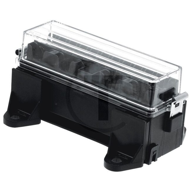 GRANIT Fuse box - 50750300825 | Version: Design without fuse, with curved axial connection 6.3 mm, bottom with lateral cable guide, transparent cover, L 130 x W 89 x H 64 mm | Width: 130 mm | Height: 64 mm | To fit: Standard blade fuses | Cross section: 0,5 - 1,