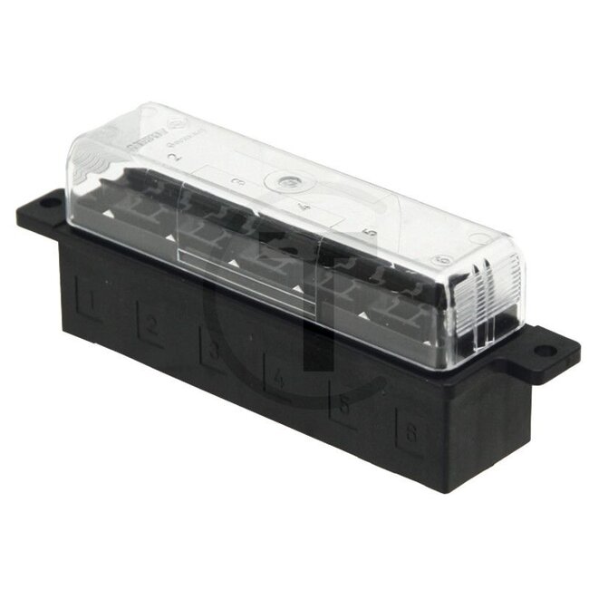 GRANIT Sicherungsdose - 50750300647, 1534158C1, 8JD005993-051, 20400301, 204 003 01, 8JD 005 993-051 | Ausführung: Einbau ohne Sicherung, 24x Axial-Anschluss 6,3 mm unten, Einbaumaß: 25 x 96 mm, Einbautiefe: 24 mm, Befestigungslochabstand: 109 mm, mit Klarsichtd